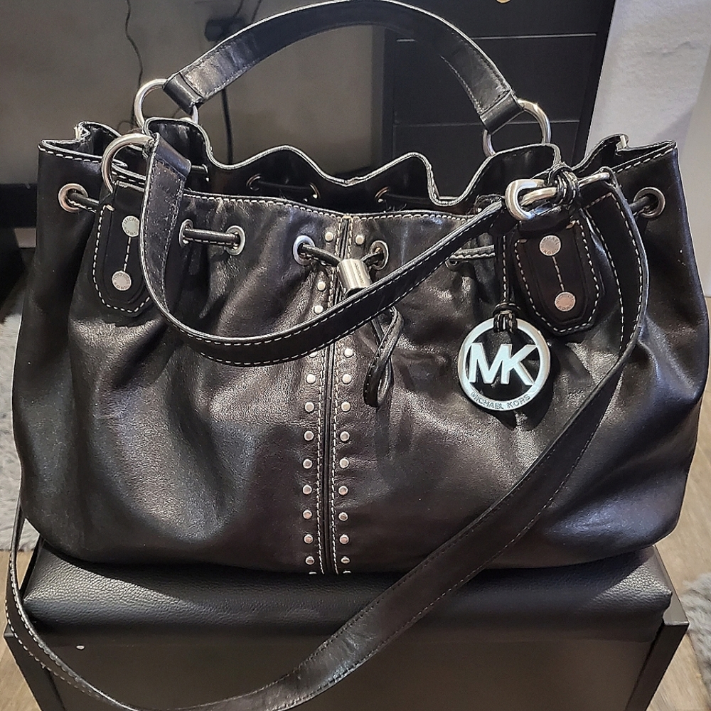 Michael Kors Astor large studded hobo with silver hardware